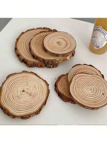3 Peças Porta-copos de Madeira Natural P/M/G, Suportes de Vela Multiuso, Bases para Xícaras de Cozinha, Fatias de Madeira DIY para Crianças