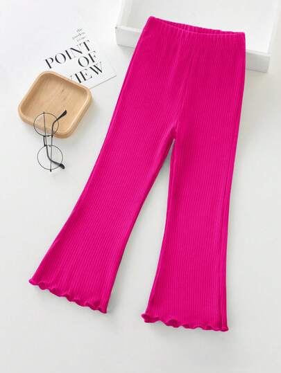 Girls Solid Color Ribbed High Elasticity Comfortable Princess Long Leggings, New Spring/Summer Style