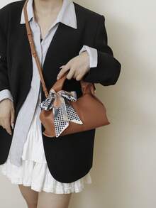 Women's Fashion Handbag, Elegant Brown Dumpling/Cloud-Shaped Tote Bag - Brown - View 3