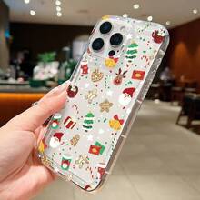 Snowflake Merry Christmas Tree New Year Phone Case Compatible With IPhone 17 Air 16 15 13 12 11 14 17 Pro Max X XR XS 7 8 Plus 16e SE2 Shockproof Soft Cover - Clear - View 3