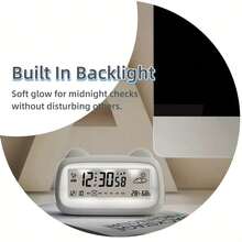 可爱3D猫耳数字闹钟 - 透明液晶显示屏，实时显示天气/温度/湿度，一键定时器，设置简单，轻柔唤醒和贪睡功能，内置夜灯，是卧室、办公室和旅行的理想之选，也是节日礼物的完美选择。 - 彩色 - 查看 8