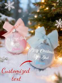 1 pezzo Ornamento natalizio personalizzato con piume e nastro, decorazione personalizzata per albero di Natale, decorazione per feste di Natale, palla di Natale personalizzata