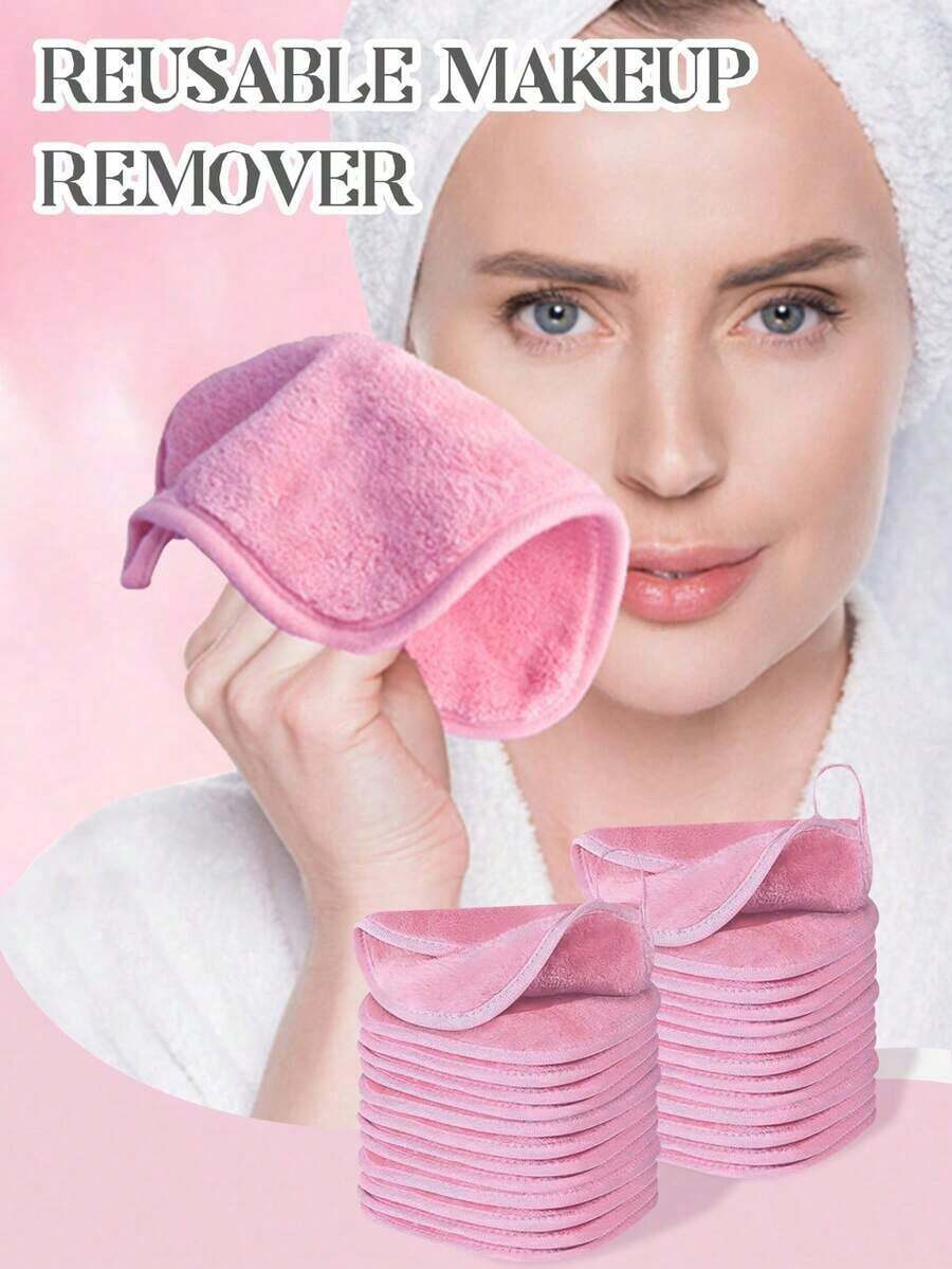 1pcs Makeup Remover Pad With Wrapped Design, Reusable Makeup Remover Towel, Slouchy Makeup Remover Towe - Hot Pink - View 1
