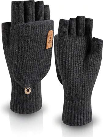 Winter Men's And Women's Fingerless Gloves - Wool Gloves With Flip Cover, Warm Half Finger Knitted, Suitable For Cold Weather, Christmas Gifts, And Birthday Gifts