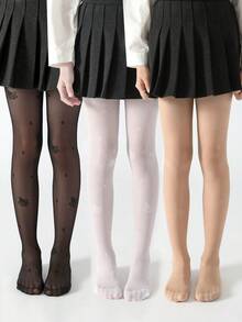 3双儿童心形提花网眼连裤袜