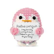 Mini Positive Energy Crochet Penguin, Fun Inspirational Birthday Gift For Women, Men, Friends, Colleagues, Includes Shark & Duck Positive Energy Card, Cute Christmas Decor, Stocking Stuffer - Khaki - View 10