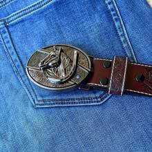[Galloping Horse] Oval Detachable Metal Belt Buckle, Western Style Belt Buckle. Perfect With Jeans, A Gift For Family And Friends - Ngựa phi nước đại - Xem 5
