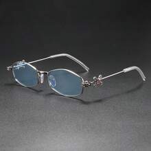 New Ins Glitter Elegant High-End Rhinestone Metal Frame Fashion Personalized Small Frame Flattering Face Shape Glasses - Multicolor - View 15