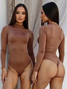 Women's Suplex Body Kit Long Sleeve High Neck Cacharrel Second Skin Premium Fashion Bory Bore - Bộ đồ liền thân / Trắng - Xem 10