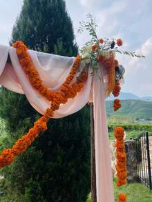 1 件橙色花环，婚礼场地装饰，墨西哥/节日庆典花，派对用品，人造花环 - 彩色 - 查看 9