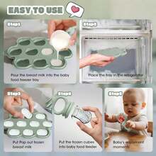 Baby Food Feeder Set, 1 Packs Fruit Feeder & Breastmilk Popsicle Molds Freezer Tray With Lid, Silicone Fruit Feeder To Teething Relief, Introduce New Foods, Baby Feeding Essentials ,  Silicone Baby Food Freezer Trays,Baby Popsicle Molds Teething,Baby Fruit Feeder , Baby Food Pacifier Feeder - Multicolor - View 9