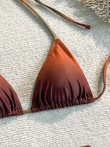 3 件套性感网纱连衣裙比基尼套装，夏季 - 咖啡棕 - 查看 4