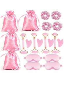 20pcs/4sets The Silky Styling Tool Gift Set, Including A Silky Sleep Mask, A Female Facial Massager, A Hair Band, And A Silky Gift Bag, Is Perfect For Ladies' Parties, Bridal Favors, Wedding Favors, Mother's Day Gifts, Holiday Gifts, Anniversaries, Christmas Gifts, Birthday Gifts, And Party Supplies