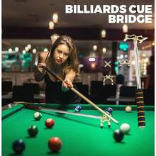 Retractable Billiard Cue Bridge Stick, Stainless Steel Retractable Billiard Cue Bridge Stick With 3 Pieces Removable Brass Bridge Head & Rubber Grip, Bracket Shelf Pool Stick Support - Durable, Easy To Hold & Store, Sporting Goods Accessory For Living Room, Ideal For Billiards & Tabletop Games, Billiards Pool Accessories