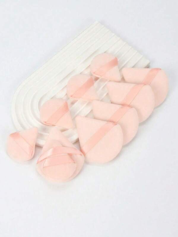 3pcs/2pcs/10pcs/50pcs Mini Triangle Shaped Crystal Flocked Makeup Sponge, Soft & Fluffy Texture, Suitable For Powder, Foundation, BB Cream, Sunscreen, Cushion, Blush, Reusable Multi-Functional Makeup Tool, Perfect Alternative To Brushes