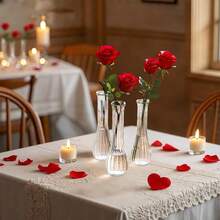 Vaso pequeno de vidro vintage francês com gargalo longo e pequena abertura, vaso de flores hidropônico transparente, item de decoração de mesa, simples e criativo, vaso de vidro transparente, toque sofisticado, vaso de flores rosas, Istyle, item de decoração de arranjo de flores para sala de estar.