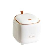 Stylish Mini Trash Can With Lid, White & Rose Gold Desktop Garbage Bin, Compact Wastebasket For Home Office, Bedroom, Living Room, Press-Type Lid Design, Elegant "Life" Lettering & Leather Handle, Space-Saving Small Trash Bin