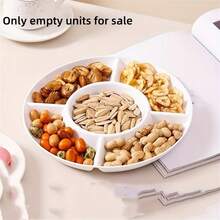 4 格圆形托盘 - 耐用塑料零食、坚果、水果和开胃菜拼盘，适用于派对、婚礼、节日、厨房和餐厅，非常适合圣诞节、万圣节 [4 种颜色可选]