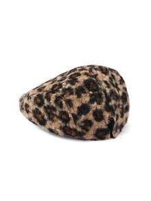 1pc Women's Leopard Print Fashionable Beret Hat, Versatile For Sports, Sun Protection, Commuting
