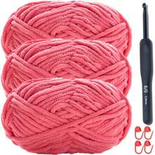 Bộ 3 sợi len ấm 150g, bao gồm dụng cụ đan và bút đánh dấu màu, len dày vừa tự làm thủ công, cuộn len Ice 50g/50m, dùng để đan khăn quàng cổ, giày dép, khăn choàng, áo len, búp bê, v.v. (Bút đánh dấu màu ngẫu nhiên) - Nhiều màu - Xem 21