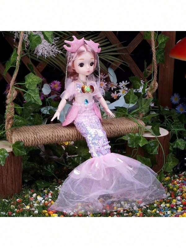 Cute Cartoon Doll Plush Doll, Mermaid With Singing & Story Telling Button On Chest, Party, Gathering, Birthday Gift, Batteries Not Included