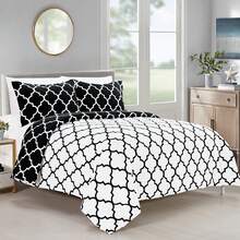 Elegant Comfort All Season Ultra Soft 3pcs Geometric Trellis Comforter Set, Down Alternative Breathable And Comfortable Quilt Luxury Hotel Quality 3 Piece Full/Queen, King/California King And Twin/Twin XL Size Bed Includes 1 Comforter And 2 Pillowcases Bedding Set, Christmas Decorations Gifts, Cozy Winter Styles, Holiday Décor - 黑色 - 查看 2