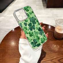 Clover Pattern Mobile Phone Case Decorated With Vibrant Green Leaves And Fresh Spring Design Suitable For IPhone 17 16 15 14 13 12 11 Pro Plus Promax Models TPU Material Shockproof Protection It Is A Great Gift For Family Friends Children Birthdays Spring Festival Holidays Boyfriends Girlfriends And Valentine's Day - 無色 - 查看 7