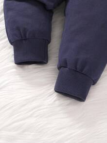 2pcs/Set Casual Cute Cartoon Applique Patchwork Colorblock Crew Neck Long Sleeve Sweatshirt And Front Tie Elastic Waist Pants Set, Soft & Comfortable Baby Boy Clothes, Baby Boy Outfit, Suitable For Daily, Vacation, Party, Outdoor - Multicolor - View 8