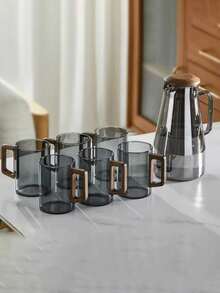 1pc High-Capacity, Stylish, Heat-Resistant Glass Water Pitcher, Transparent Borosilicate Cold Water Carafe - Multicolor - View 2