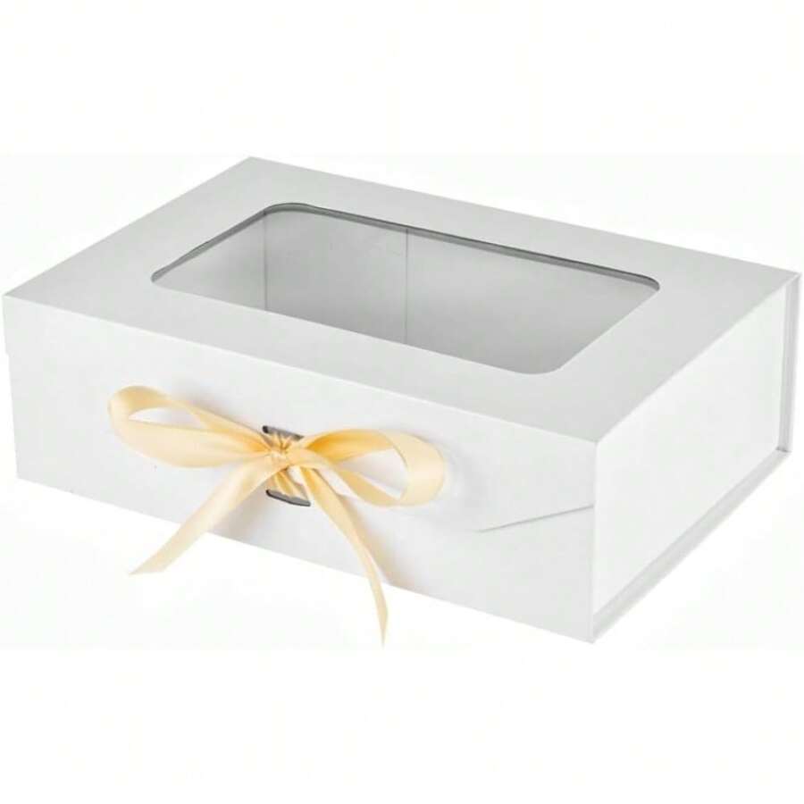 Inches Clear Gift Box With Window Magnetic Closure Gift Boxes With Lids - 白色 - 查看 1