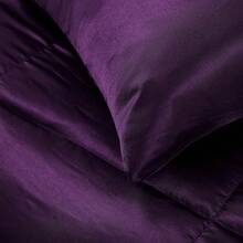 3-Piece Reversible Queen Size Silky Comforter Set/Bedding Set, Luxury Soft Satin Comforter With 2 Satin Pillowcases, Lightweight Duvet Set For All Seasons, Black - 紫色 - 查看 5
