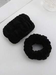 1pc Facial Headband / 2pcs Facial Wristbands / 3sets Spa Headband, Makeup Headband, Facial Headband, Skincare Headband, Pink Velvet Fluffy Sponge Headband, Bow, Bubble, Spa Headband, Wristband, Women & Girls Hair Accessories Set - Multicolor - View 20