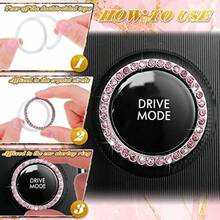 Tallew 8 Pcs Pink Cute Car Accessories Set Includes Steering Wheel Cover 2 Seat Belt Shoulder Pad Auto Center Console Pad 2 Cup Holders 2 Bling Start Button Ring Sticker Gift For Girl Women New Driver - 粉色 - 查看 7