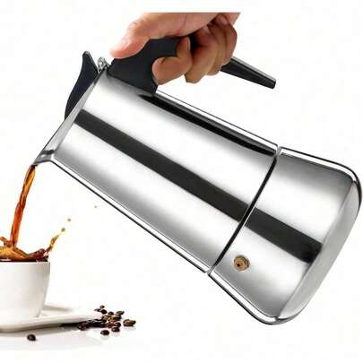 Máy pha cà phê Espresso Mocha bằng thép không gỉ Greca, máy pha cà phê cổ điển, phù hợp với bếp từ, bếp gốm, bếp Tummy