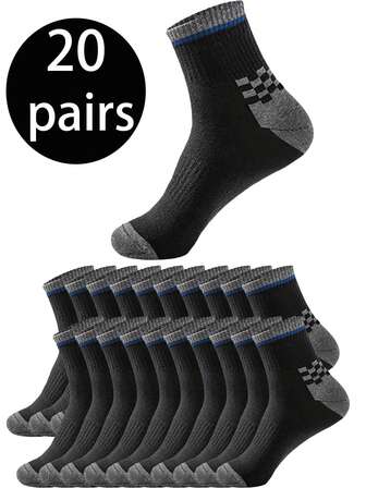 20/10/5/3/1 Pairs Plus Size Men's Knitted Mid-Calf Socks & Ankle Socks - Odor-Resistant, Moisture-Wicking, Elastic Socks, Unisex Mid-Calf & Ankle Socks, Fashion, Casual, Comfortable, Breathable, Odor-Resistant, Outdoor Sports, Running, Fitness, Cycling, Moisture-Wicking, Quick-Drying, Compression Knee Socks, Business Casual Holiday Tall Socks, Suitable For All Seasons, Unisex Daily Wear Socks, Suitable For Outdoor Fitness Sports Socks, Adult Moisture-Wicking Quick-Drying Breathable Comfortable Mid-Calf Socks, Ankle Socks