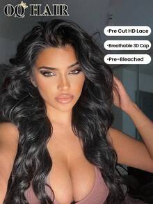 OQ Hair Wear And Go Water Wave Lace Front Wig, 180% Density, 16-30 Inch Pre-Cut, 7x5 HD Lace Closure, Pre-Plucked, Natural Black, Bleached Knots, Baby Hair, Fashion Wig, Unprocessed Human Hair, Natural & Youthful, Elegant & Casual, Stylish Friday, Bridesmaid Gift, Mystery Box, Business Chic, Homely Comfort, Artistic Grace, Vibrant Energy - SNatural - View 2