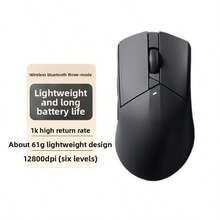 EWEADN GS01 Gaming Office Maus, 3 Verbindungsmodi: Kabel/2.4G/Bluetooth, leichte E-Sport Maus für mittelgroße/kleine Hände, 12800 DPI, Weiß, Rot, Schwarz