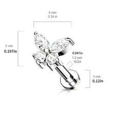 1PC CZ Butterfly Top Internally Threaded 316 Stainless Steel Flat Back Stud Earrings – Versatile Labret, Monroe, Cartilage Piercing Jewelry For Women – Hypoallergenic, Durable, And Stylish Accessory For Everyday Wear And Special Occasions - 蝴蝶 - 查看 3