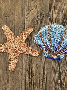 Embroidered Sequin Star Shell Animal Patch, Clothing Accessories, Bags, Hats, Jewelry