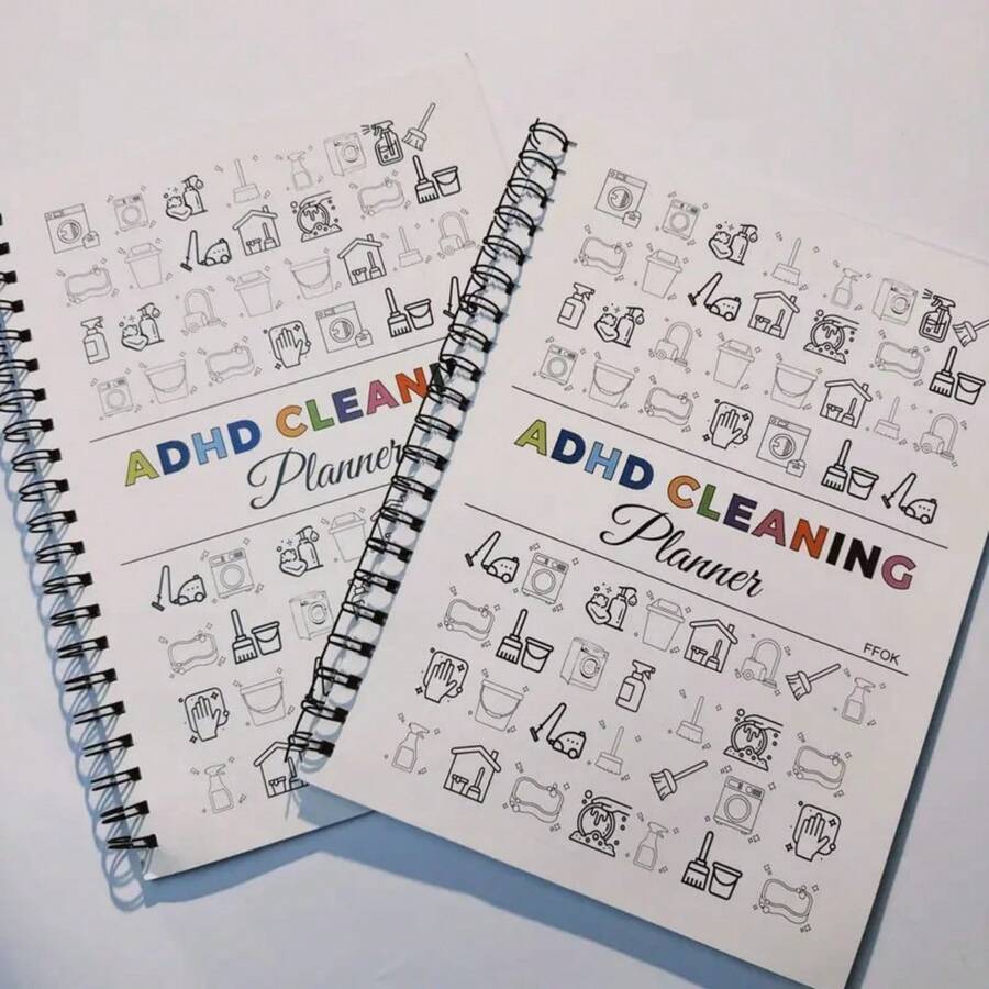 [ADHD Cleaning Planner]Household Daily Cleaning Schedule Planner, 1 Count Cleaning Checklist Schedule Notebook, Cleaning Planner Notebook, Office Stationery & Supplies - A5 - Xem 1