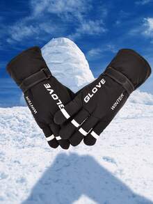 1 Pair Glove Winter Fashion Letter Print Ski Gloves, Thermal Lined Thick Long Warm Gloves, Outdoor Cycling Anti-Slip Palms Sports Gloves, Adjustable Windproof Motorcycle Riding Gloves, Outdoor Fitness Gloves, Snow Gloves - Multicolor - View 8