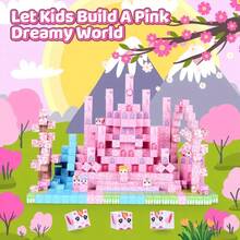 64/100/128/160片磁性积木 - 童话粉色城堡，梦幻城堡磁性积木套装，STEM教育学习玩具，创意磁性积木玩具，STEM感官立方体。DIY搭建游戏感官礼物，节日和生日礼物，适合男孩女孩（部分颜色随机） - 彩色 - 查看 8