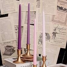 色彩缤纷的无香无烟长蜡烛，适合家居装饰、婚礼装饰、圣诞节装饰、节日装饰、送给女朋友或女孩的礼物。