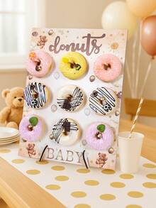 1 set Soporte de exhibición de donas de madera con 9 agujeros, estante de postre de madera con tema de oso marrón, estante de exhibición de donas para el hogar, estante para colocar alimentos para fiestas, estante para alimentos para fiestas de cumpleaños, bodas, eventos familiares, Soporte de exhibición de donas de madera para fiestas de Acción de Gracias, Navidad, Halloween, decoración para baby shower, bodas, despedidas de soltera, regalos para fiestas