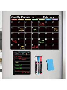 Magnetic Erasable Refrigerator Calendar, Monthly Meal Planner And Today's Menu Whiteboard, 2pcs Fridge Chalkboard, Suitable For Kitchen Office, Includes 3 Marker Pens And 1 Eraser