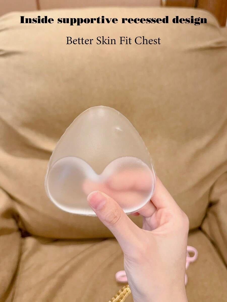 2pcs Women's Sports Intimate Padding Triangle Silicone Bra Inserts, Invisible Seamless Enhancing, 3 Colors Available For Bikini Lingerie