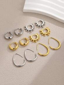 6pcs/Set Vintage Red Cat Eye Faux Pearl Wrap Earrings, Luxury Niche Design, High-End Festive Christmas, Minimalist Versatile Personalized Earring Set Suitable For Women's Daily & Holiday Wear