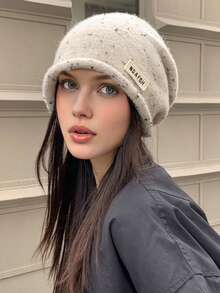 1 pezzo Berretto a cuffia lavorato a maglia di colore unito da donna, casual e alla moda, leggero e confortevole, adatto per grandi circonferenze della testa, ideale per l'autunno, per l'uso quotidiano e per attività all'aperto - Multicolore - Visualizzare 10