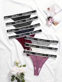 Kit 5 Ribbed Cotton Thong Panties Bottom 100% Cotton Reinforced Elastic Waistband Sexy Breathable Non-Marking Workout Gym Women's - Nhiều màu - Xem 11