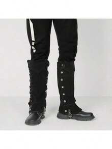 Slim Fit Steampunk Style Pirate Boot Covers - Brown - View 7